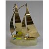 Image 1 : MID-CENTURE MARBLE BRASS SHIP DISPLAY, SIGNED