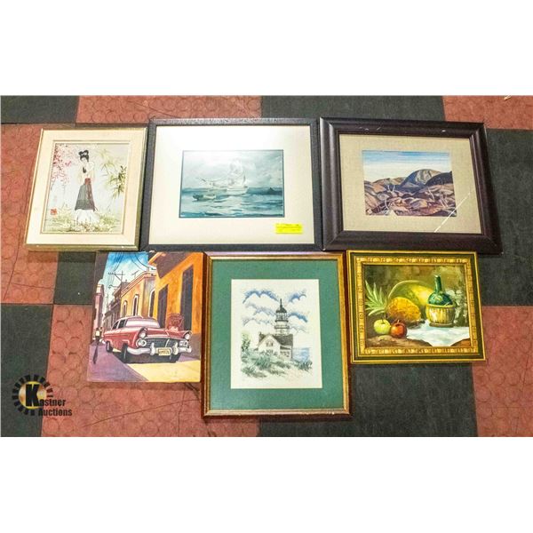 BOX OF 6 SMALL FRAMED PICTURES