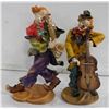 Image 1 : TWO  9" CLOWNS WITH MUSICAL INSTRUMENTS