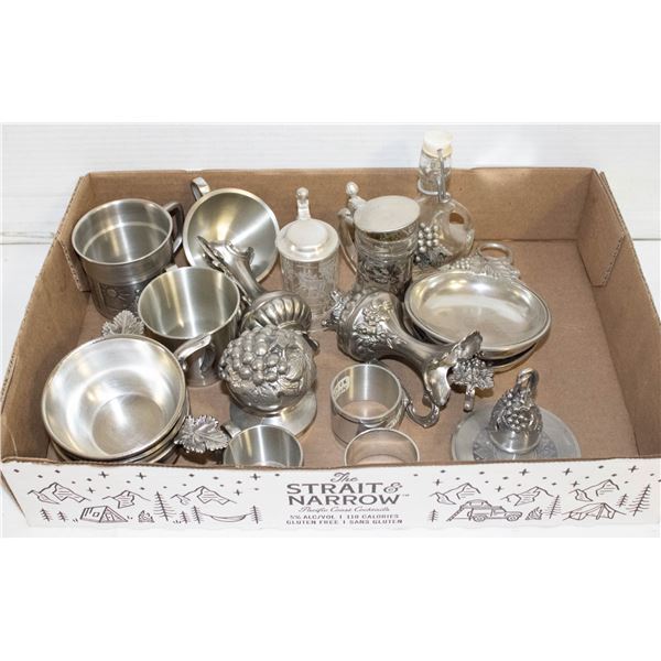 FLAT OF PEWTER MINIATURES