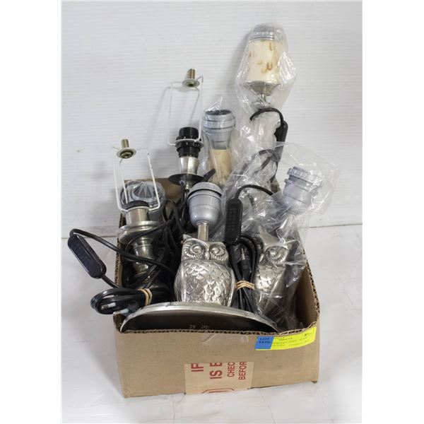 FLAT OF PEWTER LAMPS - SOME NEED ADAPTERS