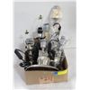 Image 1 : FLAT OF PEWTER LAMPS - SOME NEED ADAPTERS