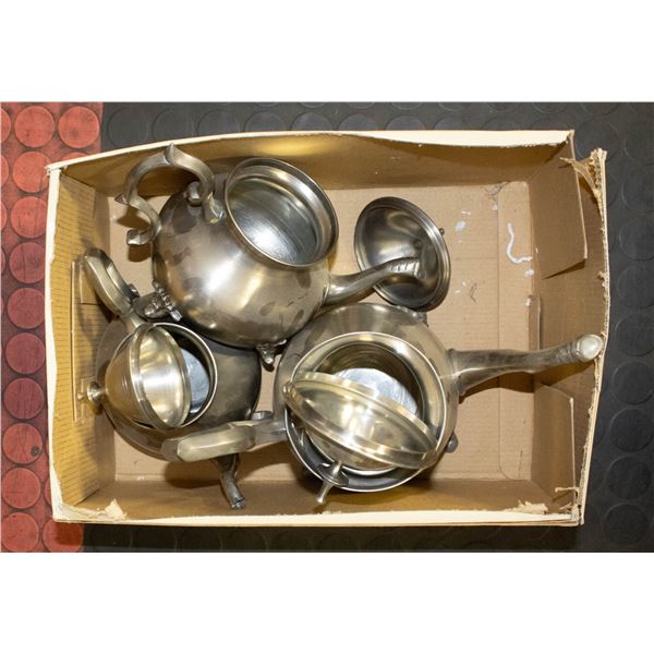 LOT OF THREE PEWTER TEA KETTLES