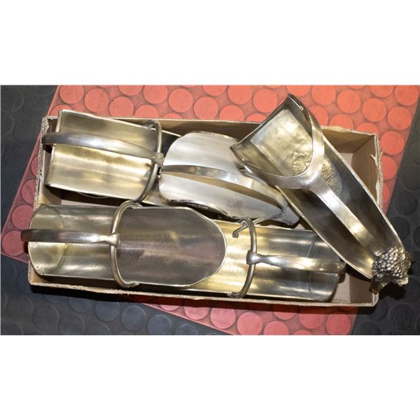 FLAT OF PEWTER WINE BOTTLE HOLDERS