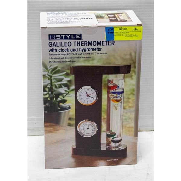 NEW INSTYLE GALILEO THERMOMETER WITH CLOCK &