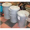 Image 1 : GALVANIZED LIDDED GARBAGE CANS- LOT OF 4 ASST.