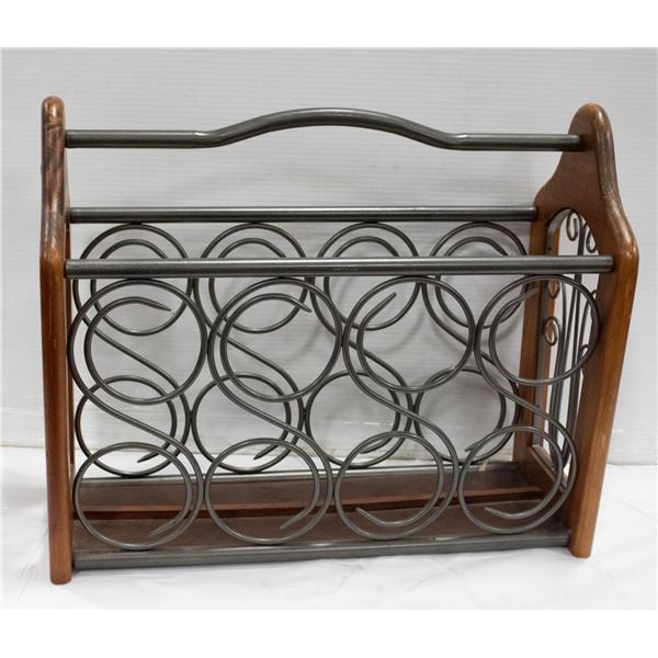 WOOD/METAL MAGAZINE RACK