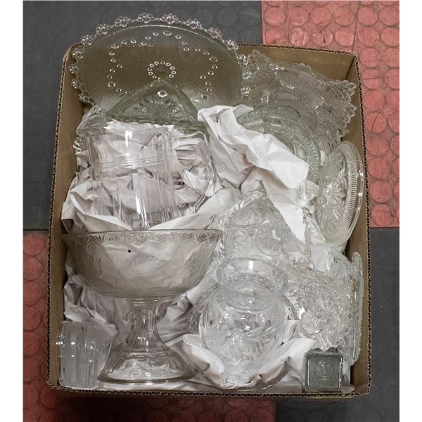 CRYSTAL/CUT GLASS BOX LOT OF 21 PIECES ASSORTED