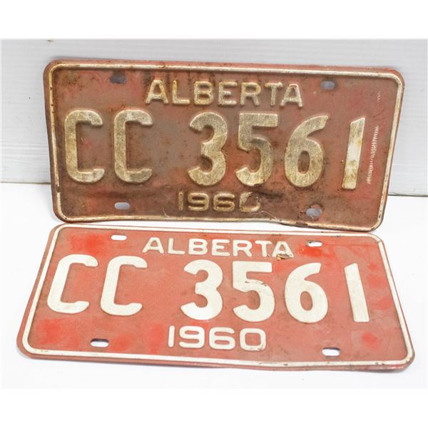 1960 LICENSE PLATES SET OF 2