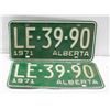 Image 1 : 1971 LICENSE PLATES SET OF 2