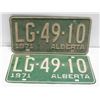 Image 1 : 1971 LICENSE PLATES SET OF 2