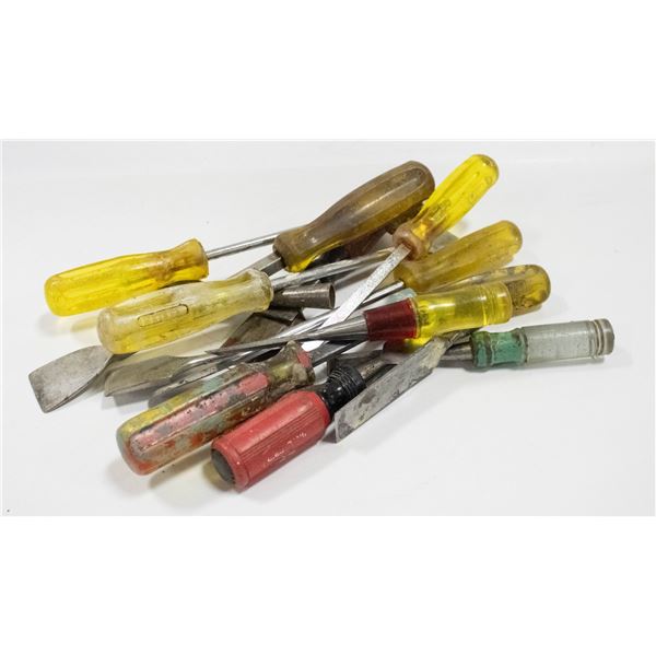 WOOD CHISELS BOX LOT OF 14 ASSORTED