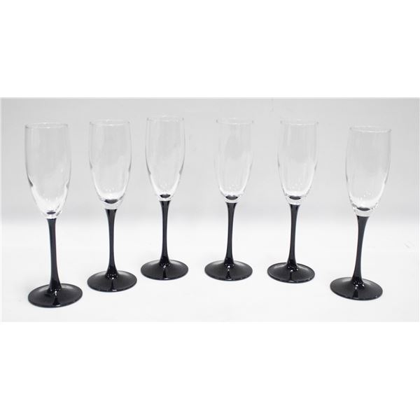 LUMINARC FRANCE 6 BLACK BASE CHAMPAGNE