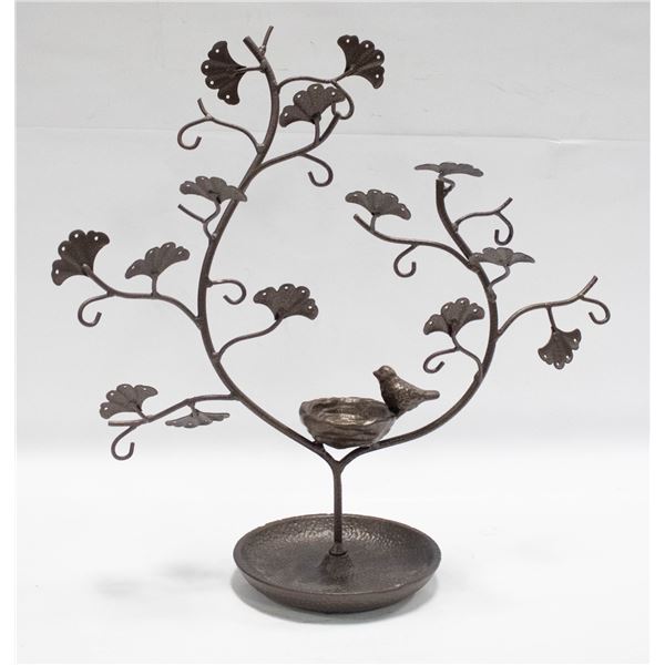 WROUGHT IRON BIRD NEST JEWELRY TREE HOLDER