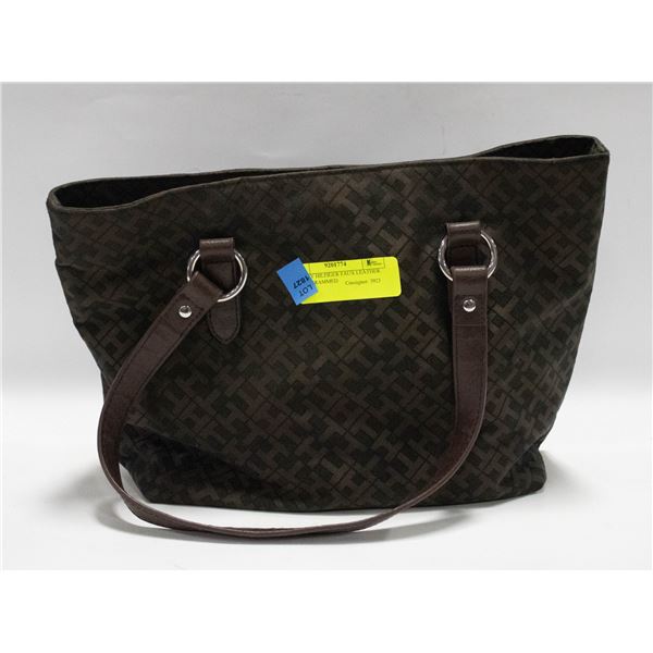 TOMMY HILFIGER FAUX LEATHER MONOGRAMMED