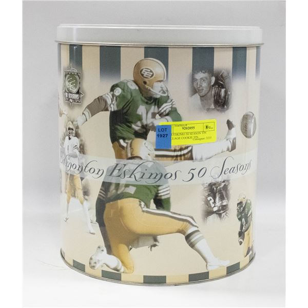 OILER/ESKIMO 50 SEASON TIN W/VILLAGE COOKIE TIN