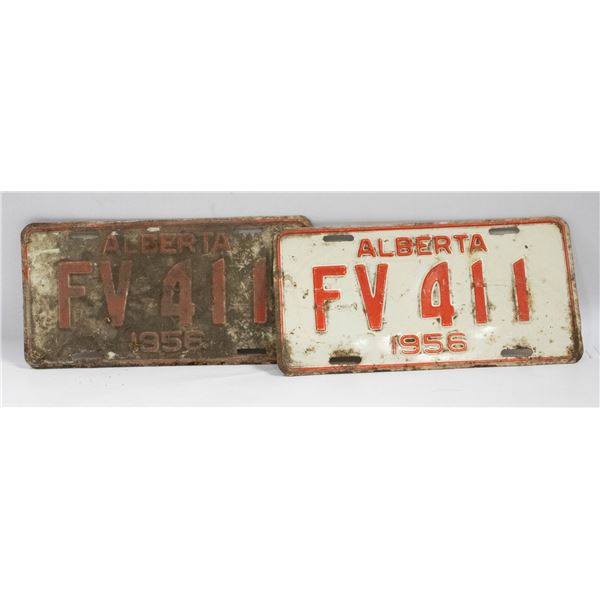 1956 LICENSE PLATES- SET OF 2