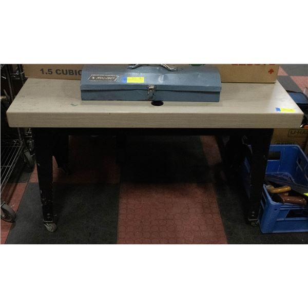 METAL SHOP BENCH ON WHEELS- 40" X 26" X 24"