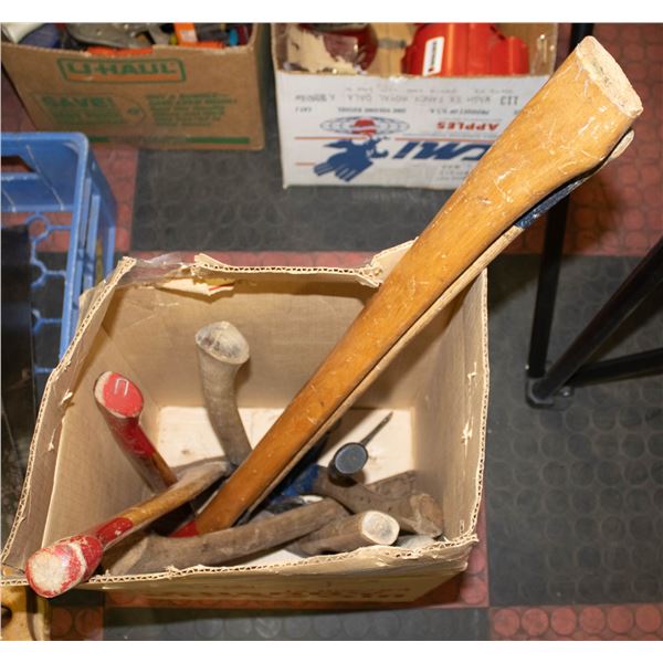 VINTAGE AXES & HANDLES BOX LOT OF 10