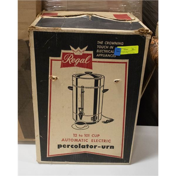 VINTAGE REGAL BRAND 12 CUP PERCOLATOR IN BOX