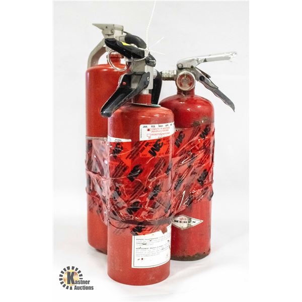 3 5LB FULLY CHARGED & CERTIFIED FIRE EXTINGUISHERS