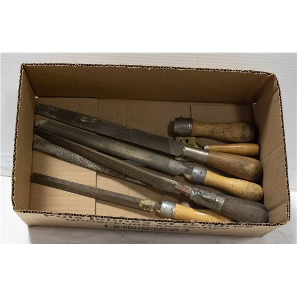 VINTAGE WOOD HANDLED FILES/RASPS- BOX LOT OF 8