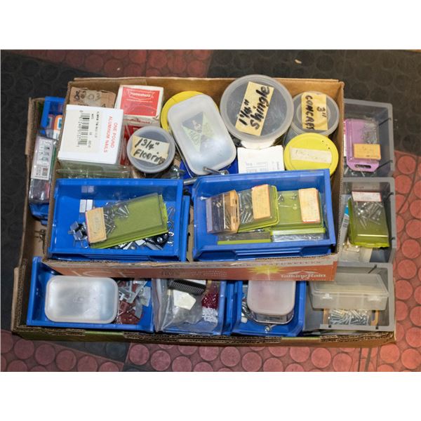 2 BOXES OF SCREWS, NAILS ETC