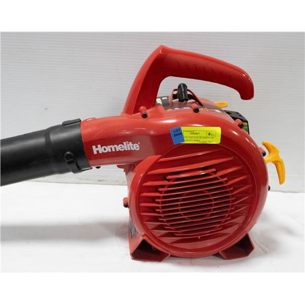 HOMELITE GAS LEAF BLOWER C/W GAS/OIL MIXED JERRY