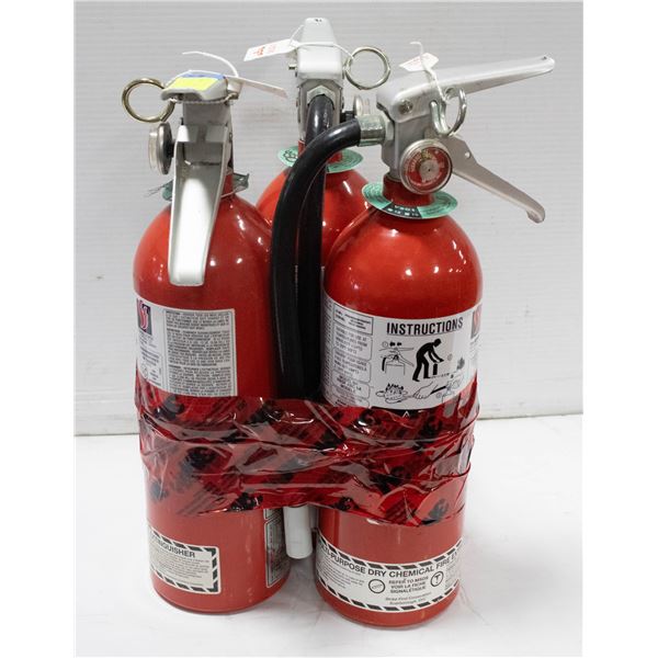 3 5LB FULLY CHARGED & CERTIFIED FIRE EXTINGUISHERS