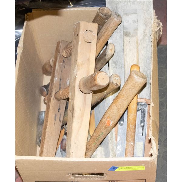 ANTIQUE WOOD HAND TOOLS- BOX LOT