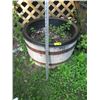 Image 1 : 2 WOOD 1/2 FLOWER POT BARRELS W/PLASTIC INSERTS