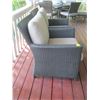 Image 2 : 2 BROWN WICKER LOOK CHAIRS W/CUSHION & COVER