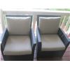 Image 3 : 2 BROWN WICKER LOOK CHAIRS W/CUSHION & COVER