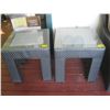 Image 1 : 2 WICKER LOOK END TABLES W/GLASS TOP