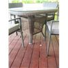 Image 2 : WICKER LOOK PATIO TABLE W/GLASS TOP, 7 CHAIRS & CUSHIONS