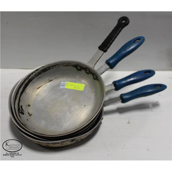 FOUR 10  COMMERCIAL ALUMINUM FRYING PANS