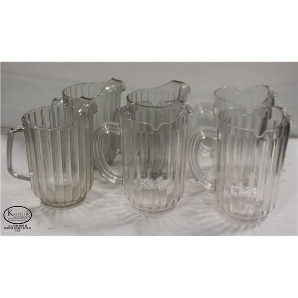 LOT OF 6 ASSORTED 60 OZ. POLY PITCHERS