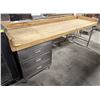 Image 2 : BUTCHER BLOCK MAPLE TOP BAKERS TABLE W/ STAINLESS