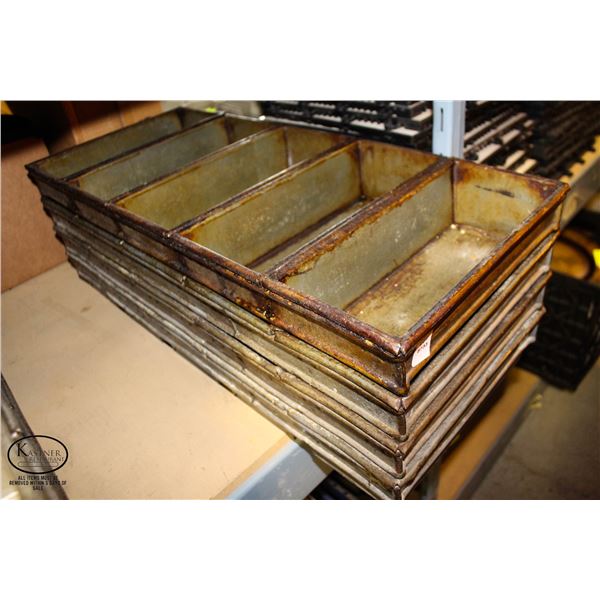 STACK OF 4 COMMERCIAL 5 SECTION LOAF BAKING PANS