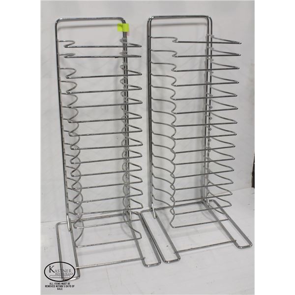 TWO 14-SLOT CHROME WIRE MENU HOLDER STAND