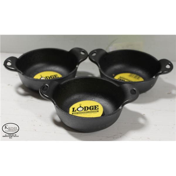 LOT OF 3 NEW CAST IRON MINI POT 5"