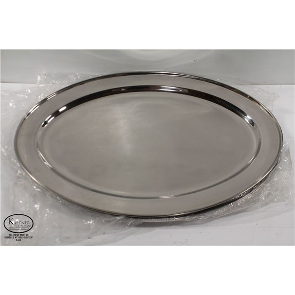 LOT OF 3 NEW 24" STAINLESS STEEL OVAL PLATTERS