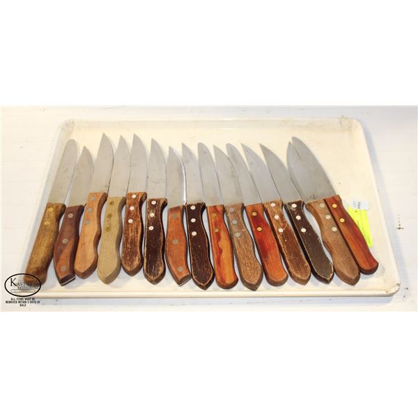 TRAY W/ 15 HEAVY DUTY STEAK KNIVES