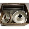 Image 1 : LOT OF ALUMINUM ANGEL CAKE PANS AND STEEL FLOUR