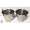 Image 1 : TWO STAINLESS STEEL ICE PAILS * ONE MISSING HANDLE