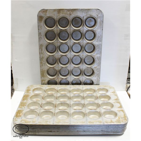 LOT OF 9 FULL SIZE BAKING MUFFIN TRAYS 24 PER TRAY