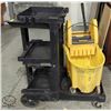 Image 1 : JANITORIAL CART W/ WASH BUCKET W/ WRINGER