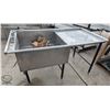 LARGE SINGLE WELL S/S WASH SINK W/ DRAINBOARD &