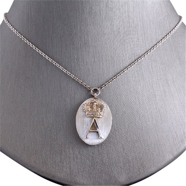 Edward and Rellas Sur Le Bord Collection 18k WG A Crown Initial Pendant