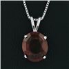 Image 6 : New 14K White Gold 7.43 ctw Oval Brilliant Almandine Garnet Pendant w/ 18" Chain